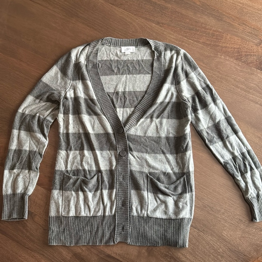 Gray striped cardigan